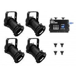 EUROLITE Set 4x PAR-16 Spot bk dim2warm + EDX-4 DMX RDM LED Dimmer pack