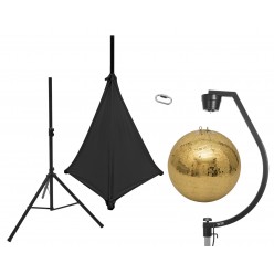 EUROLITE Set Mirror ball 50cm gold with stand and tripod cover black