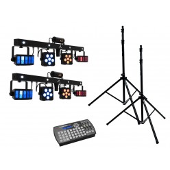 EUROLITE Set 2x LED KLS Laser Bar PRO + Easy Show + 2x M-4 Speaker-System Stand