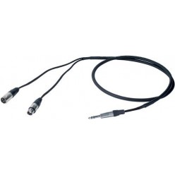 PROEL STAGE STUDIO100LU5 kabel audio wtyk Jack 6.3 stereo - wtyk XLRf 3pin + wtyk XLRm 3pin, dł. 5m